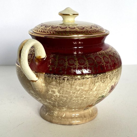 Steubenville Creamer Sugar No1259 Vintage 22-Karat Gold 1930s Floral Design US - Picture 10 of 16